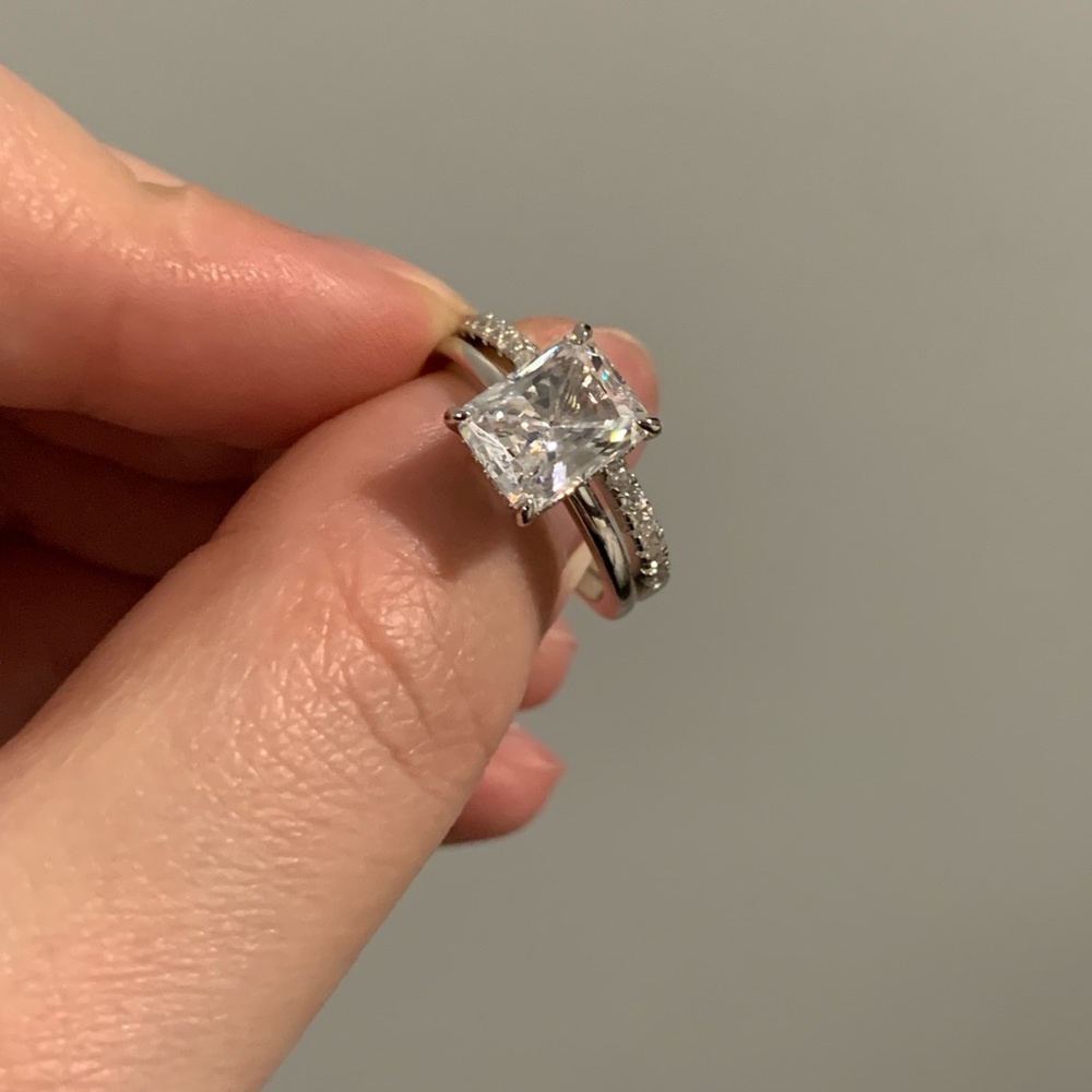 Sterling Silver Engagement Rings - Vacation Wedding Rings Set